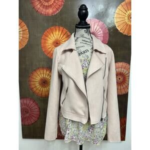 Pink Faux Leather Moto Jacket StreetStyle Chic Pretty In Punk Cruelty Free Sz S